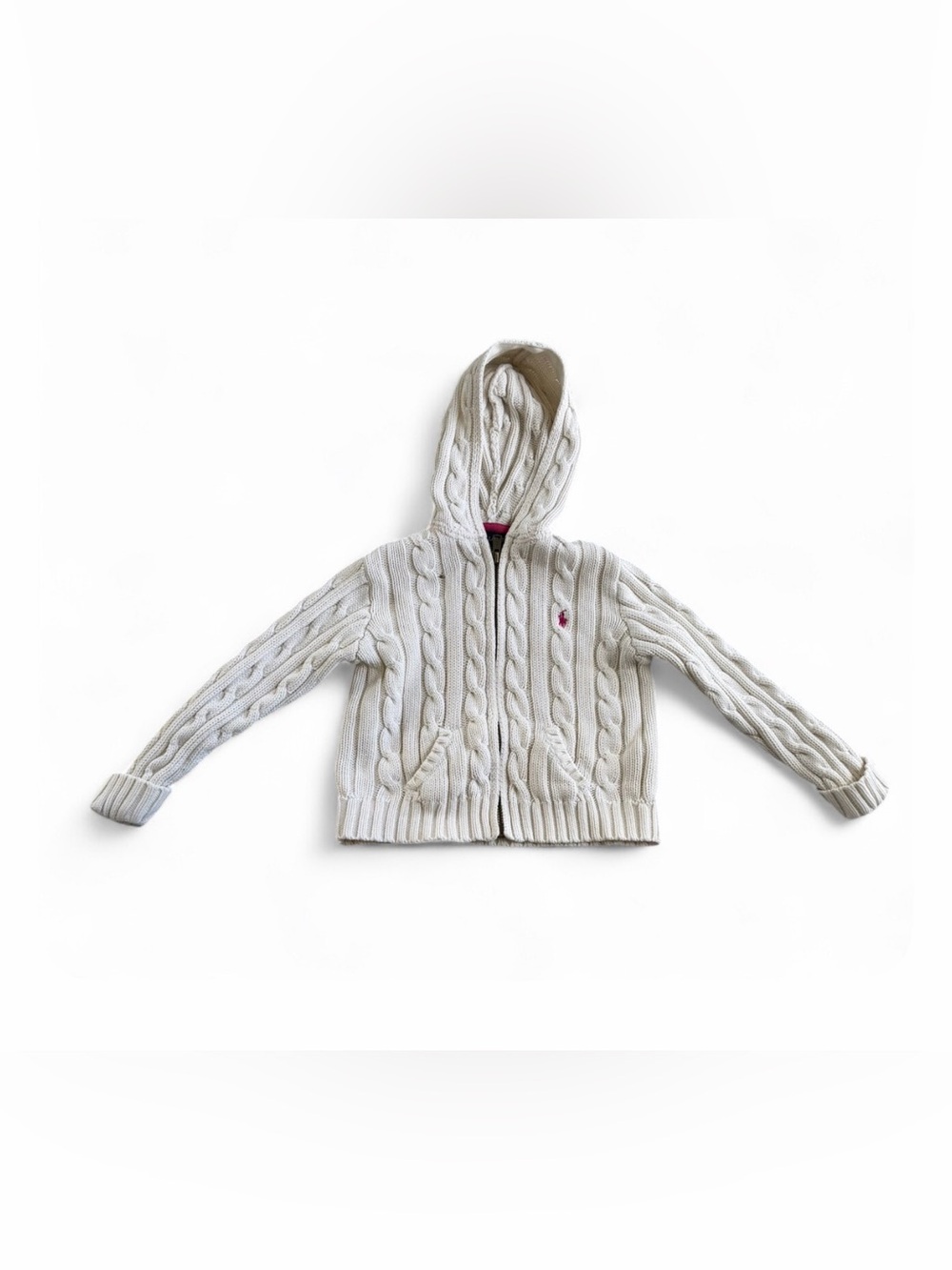 Ralph Lauren Cable Knit Cotton Jacket Cardian Girls 24 Months Cream Sweater